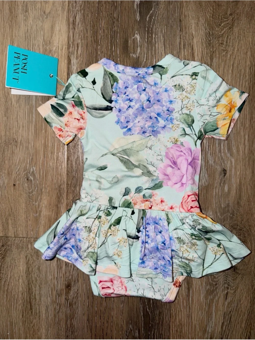 NWT Posh Peanut Erin Short Sleeve Henley with Twirl Skirt Bodysuit - Picture 3 of 6